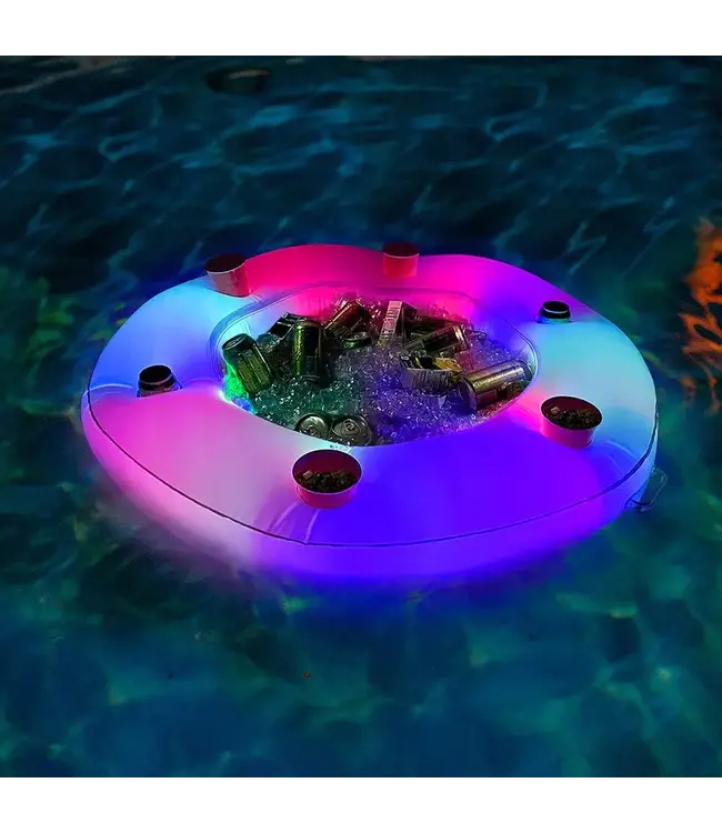B&D Group Illuminated LED Floating Bar with ice chest & 6 drink holders