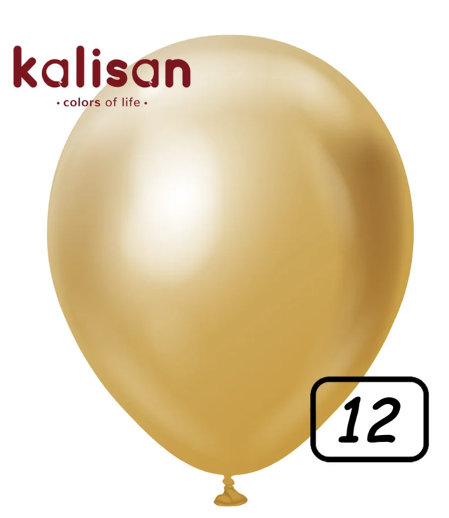 12 Inch Latex Balloons 50Ct-Chrome Gold -Mirror