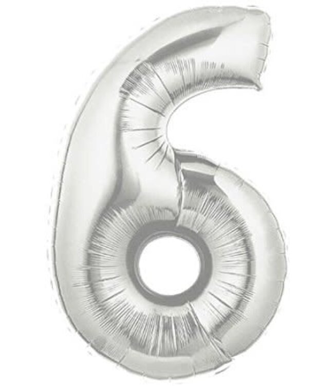 Erwin Distributing 34 Inch Balloon Number 6 Silver