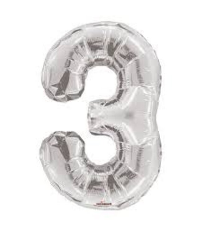 Conver USA 34 Inch Balloon Number 3 Silver