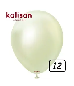 12 inch Latex Balloon Chrome 50ct-Green Gold