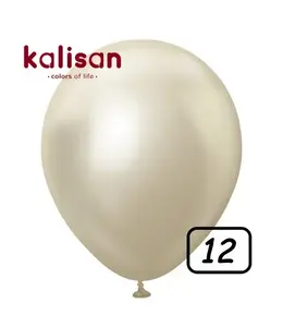 12 inch Latex Balloon Chrome 50ct-White Gold