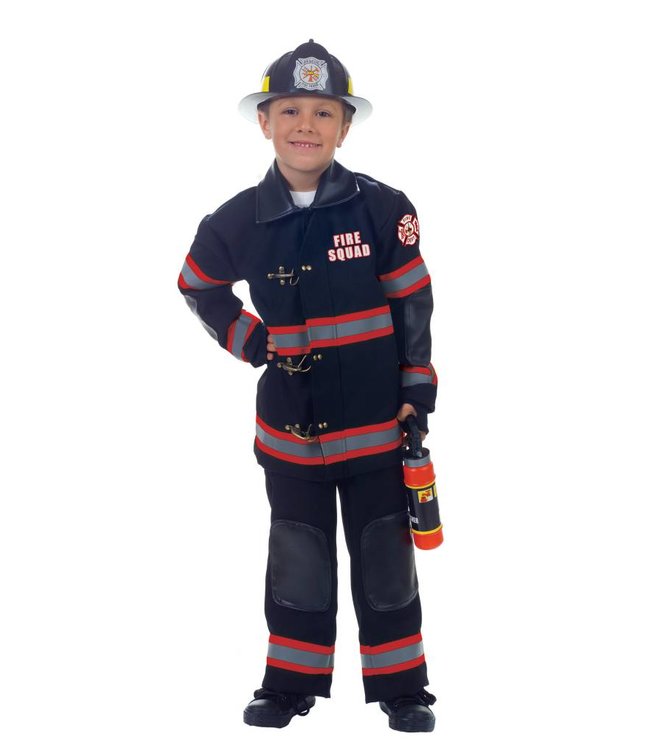 Underwraps Kids Boys Firefighter Black Costume