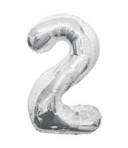 B.PARTY B.Party 34 Inch Balloon Number 2 Silver