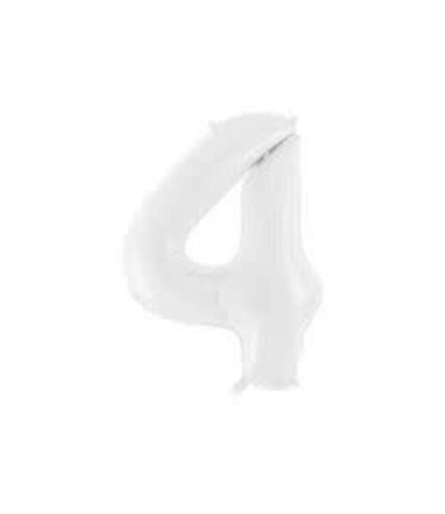 Party Deco Foil Balloon Number 4 - White
