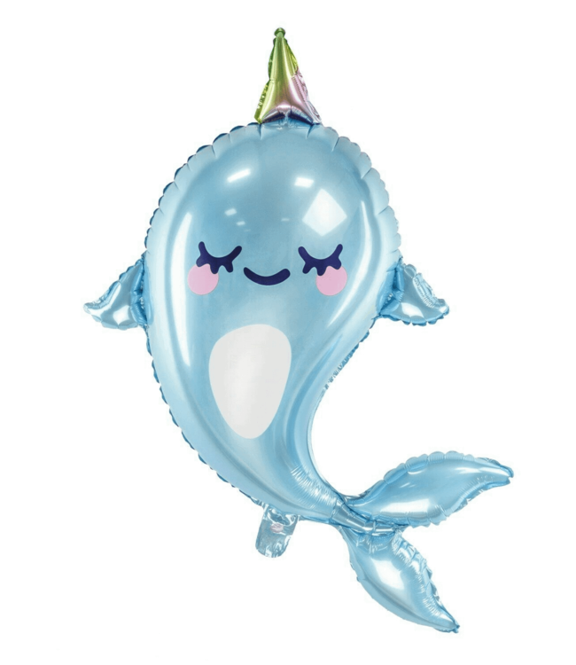 Party Deco 34 Inch Mylar Balloon-Blue Narwhal