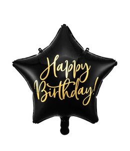 Party Deco 15.5 Inch Mylar Balloon - Happy Birthday Black