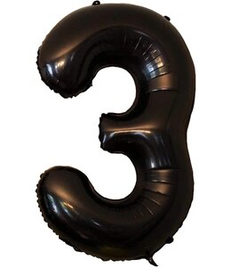 Party Deco 34 Inch Mylar Balloon Number 3 - Black