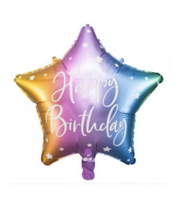 Party Deco 15.5 Inch Mylar Star Happy Birthday Balloon-Ombre