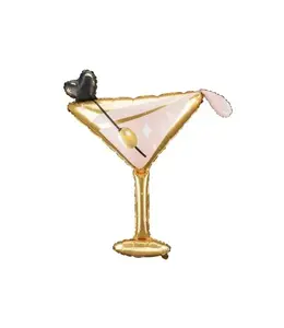 Party Deco 50 Inch Mylar Balloon - Pink Martini Glass