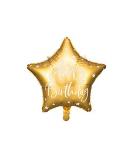 Party Deco 15.5 Inch Mylar Star Happy BirthdayBalloon-Gold