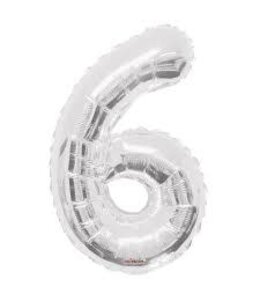 Conver 34 Inch Number Balloon 6 Silver