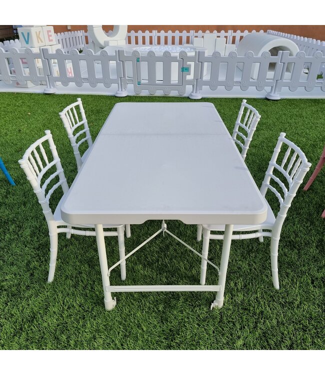 Folding Table Adjustable Height (122 X 60cm X 50cm/74cm)-White