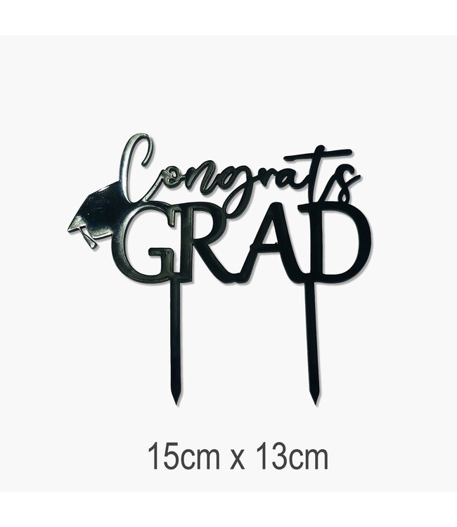 Cake Topper - Congrats Grad Black