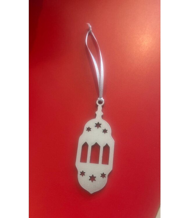 Mini  Acrylic Ornaments 10cm Set of 3 Lanterns-Silver