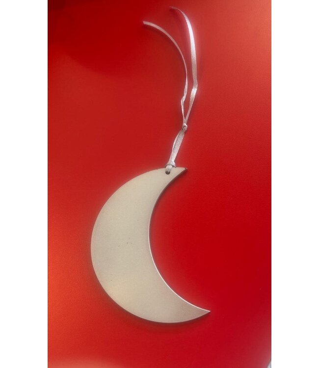 Mini Acrylic Ornaments 10cm Moon & Star-Silver