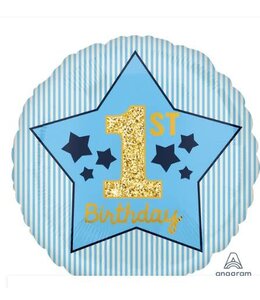 Anagram S40 1St Birthday Boy Blue & Gold Foil Balloon