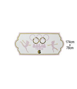 Banner Rectangular with  Scroll Sides(174x78) cm-Pink  White & Gold