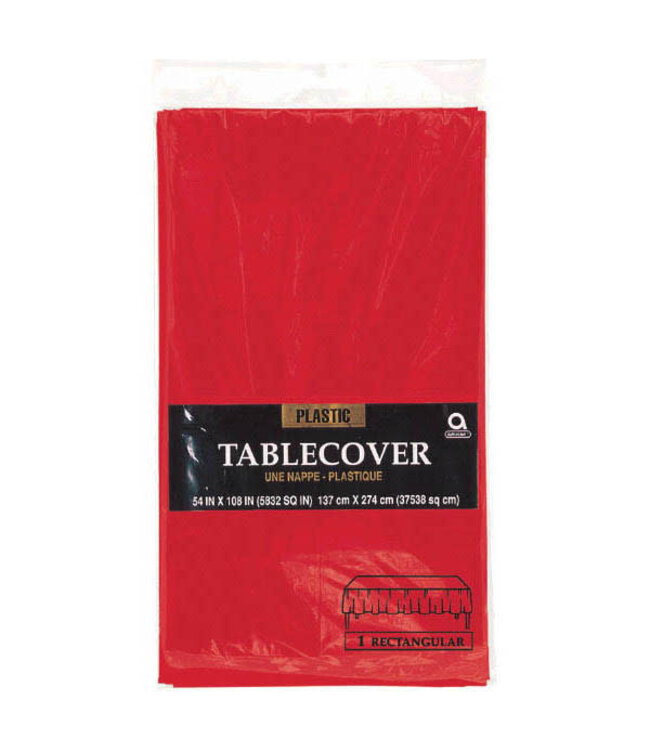 Amscan Inc. 54" x 108" Plastic Table Cover - Apple Red