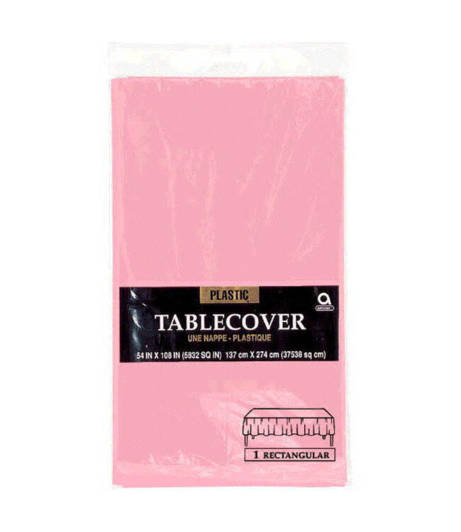 Amscan Inc. 54" x 108" Plastic Table Cover - New Pink