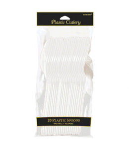 Amscan Inc. Plastic Spoons, Mid Ct. - Frosty White