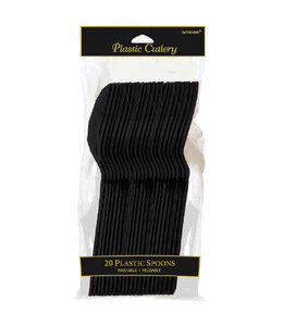 Amscan Inc. Plastic Spoons, Mid Ct. - Jet Black