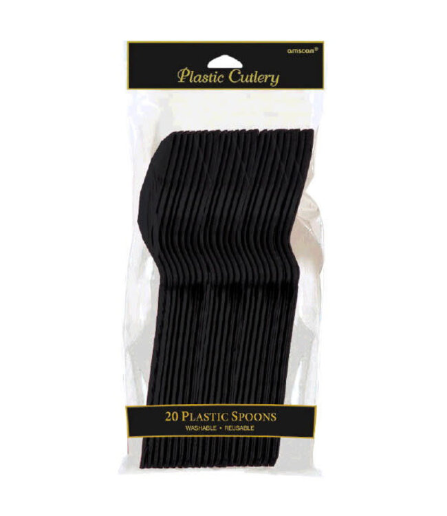 Amscan Inc. Plastic Spoons, Mid Ct. - Jet Black
