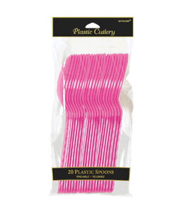 Amscan Inc. Plastic Spoons, Mid Ct. - Bright Pink