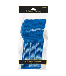 Amscan Inc. Plastic Spoons, Mid Ct. - Bright Royal Blue