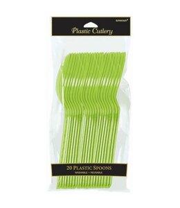 Amscan Inc. Plastic Spoons, Mid Ct. - Kiwi