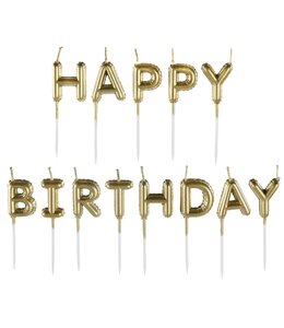 Amscan Inc. Happy Birthday Balloon Pick Candles- Gold