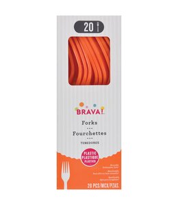 Amscan Inc. Reusable Plastic Forks, Mid Ct. - Orange Peel
