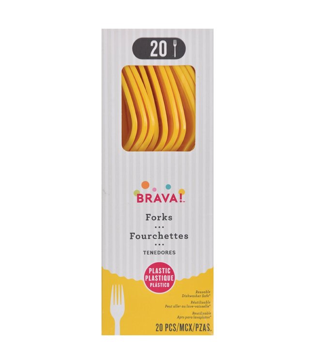 Amscan Inc. Reusable Plastic Forks Mid Count 20pk-Yellow Sunshine