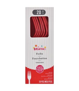 Amscan Inc. Reusable Plastic Forks Mid Count 20pk-Apple Red