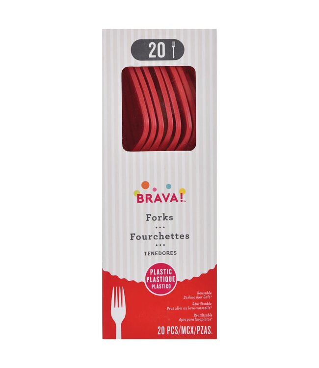 Amscan Inc. Reusable Plastic Forks Mid Count 20pk-Apple Red