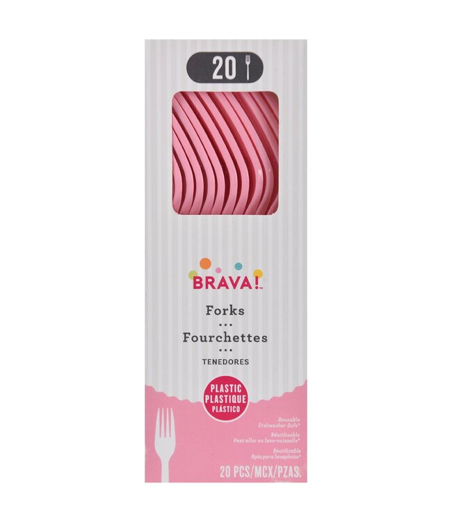 Amscan Inc. Reusable Plastic Forks Mid Count 20pk-New Pink
