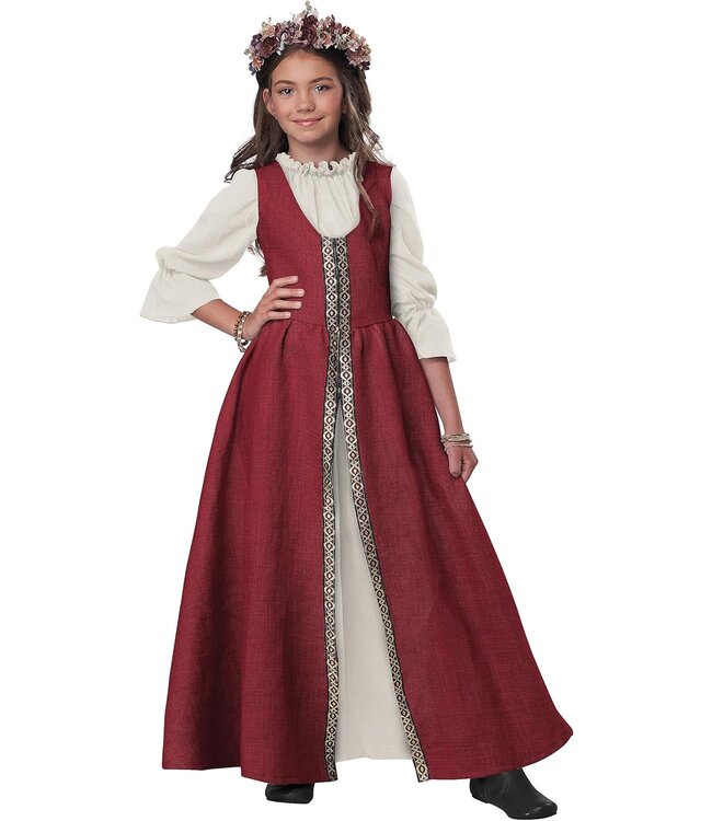 California Costumes Renaissance Faire Burgundy Cream Dress