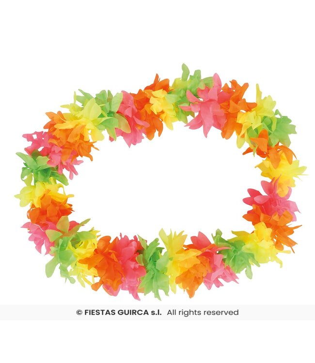 Fiestas Guirca Multicolored Fluorescent Hawaiian Necklace