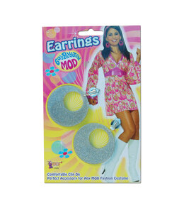 Rubies Costumes Silver Mod Glitter Earrings
