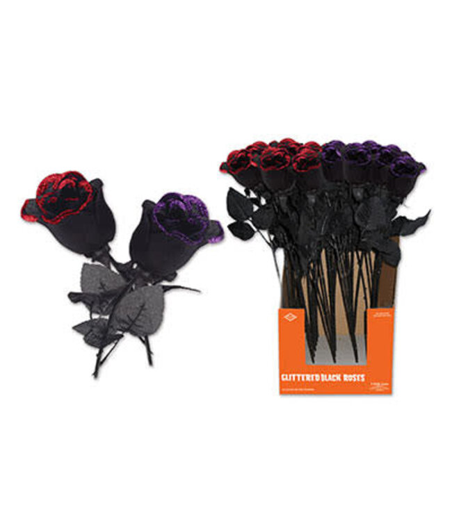 The Beistle Company Glittered Black Roses