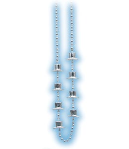 33 Inch Metallic Top Hat Bead Necklace-Silver