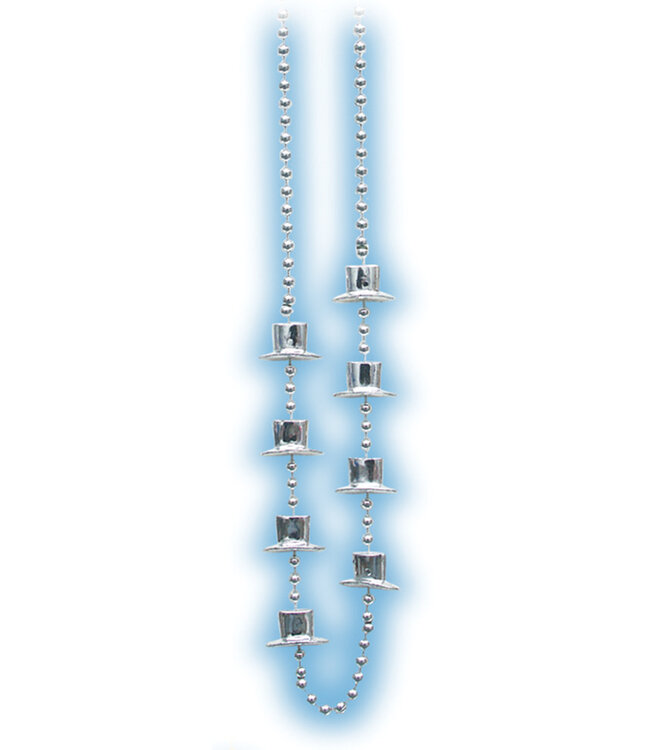 33 Inch Metallic Top Hat Bead Necklace-Silver