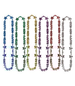 Party Time 35 Inch Metallic Happy New Year Necklace 6/Pk