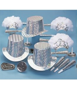 Party Time Regency & Sterling New Year Party Kit for 50 People-Silver