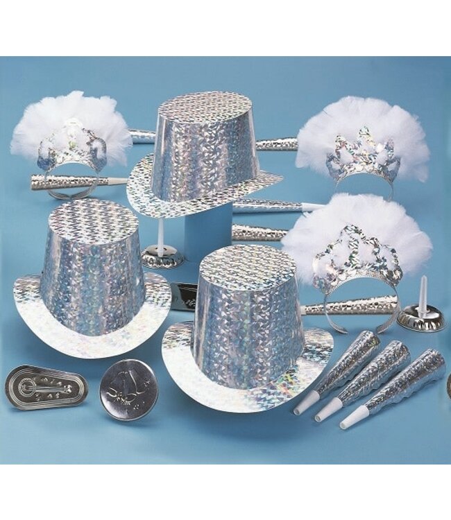 Party Time Regency & Sterling New Year Party Kit for 50 People-Silver