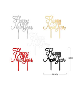 Cake Topper Happy New Year-Red