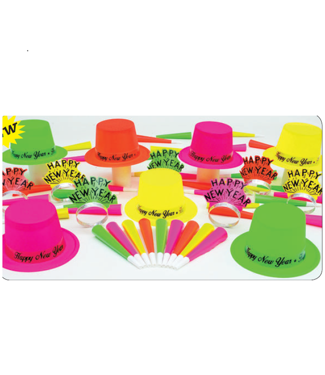 Party Time New Years Kit for 50 People-Vivid Neon
