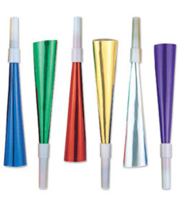 Party Time 9 Inch Foil Horns 12/Pk-Assorted Color
