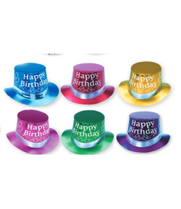 Party Time Happy Birthday Curved Brim Top Hat-Adult