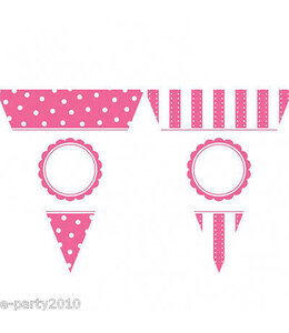 Amscan Inc. Banner - Pennant Damask Dots Hot Pink